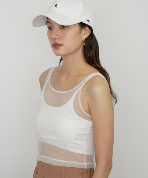 LOUNGEDRESS(ラウンジドレス)の「【earthy_/アーシー】カップ付きチュールタンク(タンクトップ・レディース・オフホワイト/ブラック・SMALL/MEDIUM/LARGE)」の4枚目の写真