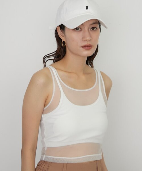 LOUNGEDRESS(ラウンジドレス)の「【earthy_/アーシー】カップ付きチュールタンク(タンクトップ・レディース・オフホワイト/ブラック・SMALL/MEDIUM/LARGE)」の21枚目の写真
