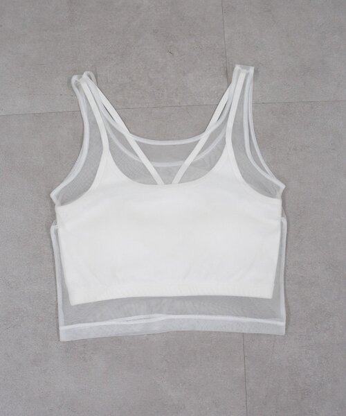 LOUNGEDRESS(ラウンジドレス)の「【earthy_/アーシー】カップ付きチュールタンク(タンクトップ・レディース・オフホワイト/ブラック・SMALL/MEDIUM/LARGE)」の11枚目の写真