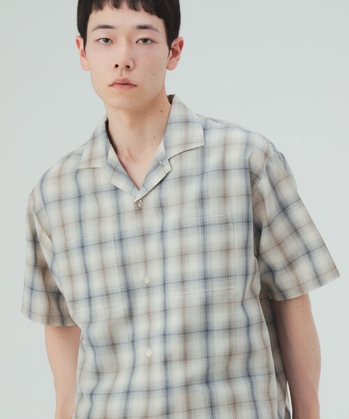 BEAMS HEART(ビームスハート)の「【7/9値下げ】杢調チェック オープンカラー ショートスリーブ シャツ(シャツ/ブラウス・メンズ・ネイビー/ベージュ・SMALL/MEDIUM/LARGE)」の6枚目の写真