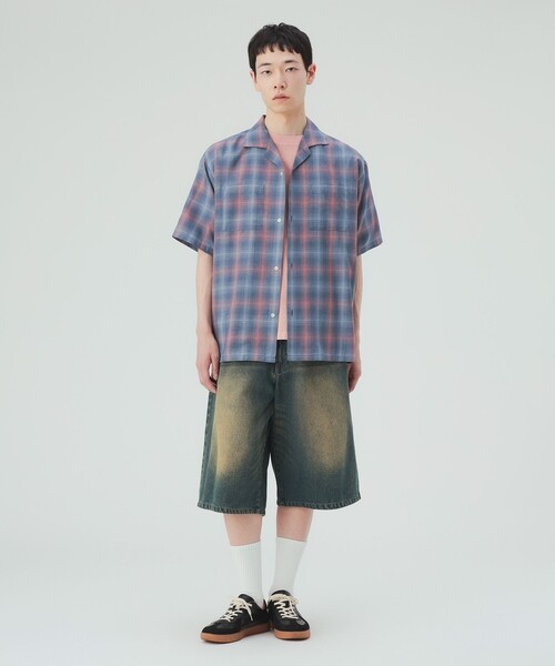 BEAMS HEART(ビームスハート)の「【7/9値下げ】杢調チェック オープンカラー ショートスリーブ シャツ(シャツ/ブラウス・メンズ・ネイビー/ベージュ・SMALL/MEDIUM/LARGE)」の7枚目の写真