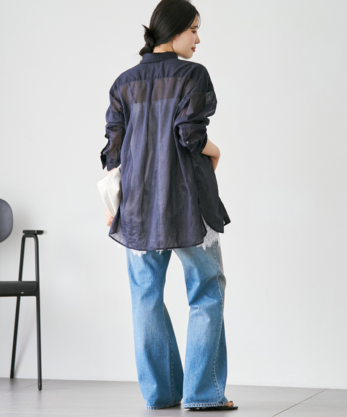 plage(プラージュ)の「《追加》fluffy sheer シャツ 2(シャツ/ブラウス・レディース・カーキ/ホワイト/グリーン/ネイビー・FREE)」の14枚目の写真