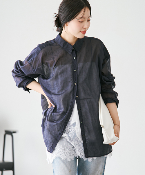 plage(プラージュ)の「《追加》fluffy sheer シャツ 2(シャツ/ブラウス・レディース・カーキ/ホワイト/グリーン/ネイビー・FREE)」の15枚目の写真
