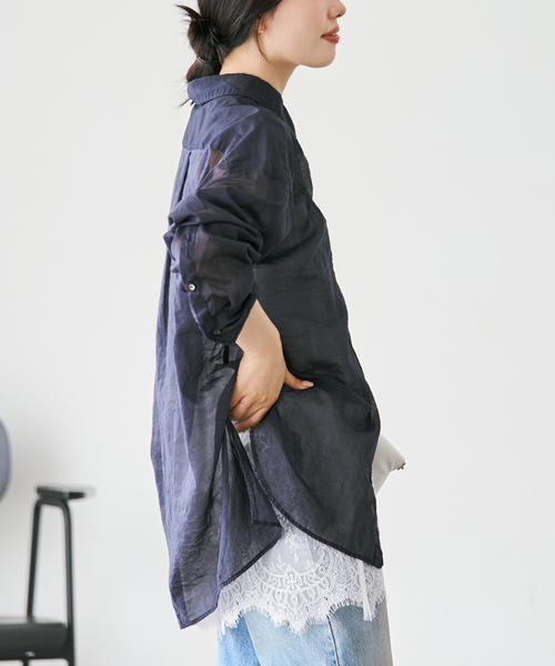 plage(プラージュ)の「《追加》fluffy sheer シャツ 2(シャツ/ブラウス・レディース・カーキ/ホワイト/グリーン/ネイビー・FREE)」の17枚目の写真