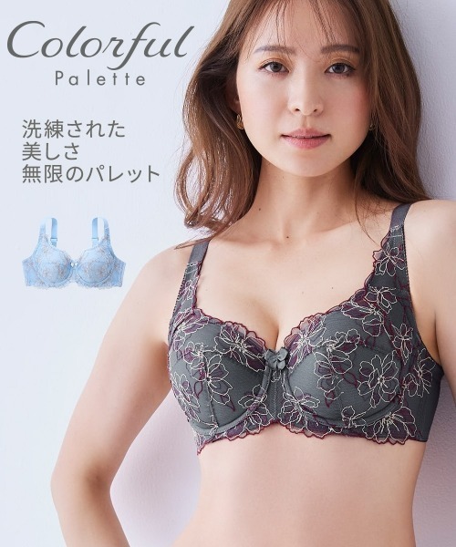 nissen(ニッセン)の「カラフルパレットフルカップブラジャー(レンテンローズフラワー柄)(ブラジャー・レディース・サックスブルー系/ブラック系・B85/B90/B95/B100/C85/F90/F95/E95/F100/E100/F85/D100/E85/D85/E90/D90/D95/C90/C95/C100)」の3枚目の写真