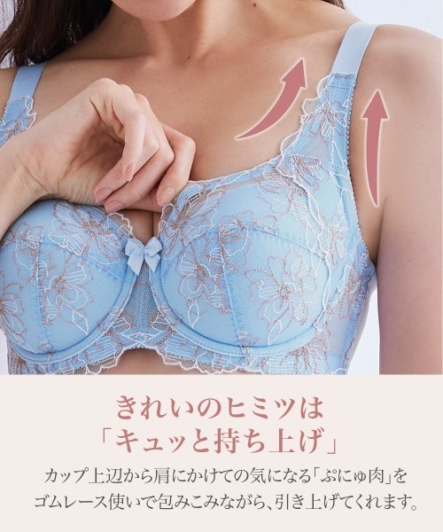 nissen(ニッセン)の「カラフルパレットフルカップブラジャー(レンテンローズフラワー柄)(ブラジャー・レディース・サックスブルー系/ブラック系・B85/B90/B95/B100/C85/F90/F95/E95/F100/E100/F85/D100/E85/D85/E90/D90/D95/C90/C95/C100)」の6枚目の写真