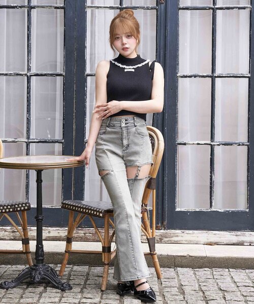 OLIVE des OLIVE(オリーブデオリーブ)の「【Belle Charme】Lace Rib Knit Tank Top(アンサンブル・レディース・ブラック/ピンク/トップグレー/オフホワイト・FREE)」の15枚目の写真