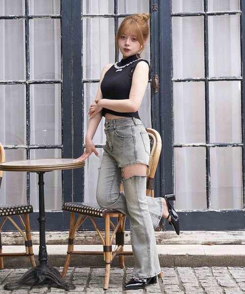OLIVE des OLIVE(オリーブデオリーブ)の「【Belle Charme】Lace Rib Knit Tank Top(アンサンブル・レディース・ブラック/ピンク/トップグレー/オフホワイト・FREE)」の16枚目の写真