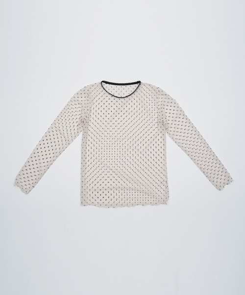 SOEMIN（ソミン）の「【SELECT】Sheer dot long sleeve tops／シアードット長袖トップス（Tシャツ/カットソー・レディース・ブラック/ホワイト・FREE）」の9枚目の写真