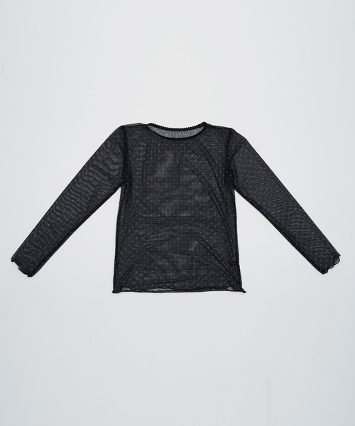 SOEMIN（ソミン）の「【SELECT】Sheer dot long sleeve tops／シアードット長袖トップス（Tシャツ/カットソー・レディース・ブラック/ホワイト・FREE）」の3枚目の写真