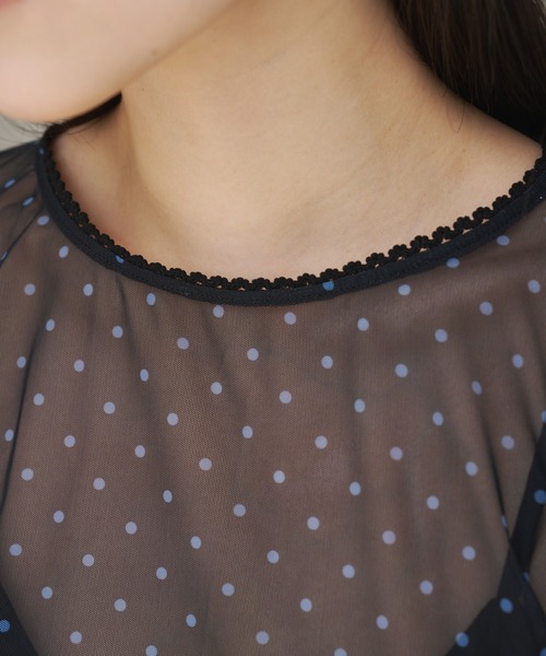 SOEMIN（ソミン）の「【SELECT】Sheer dot long sleeve tops／シアードット長袖トップス（Tシャツ/カットソー・レディース・ブラック/ホワイト・FREE）」の16枚目の写真