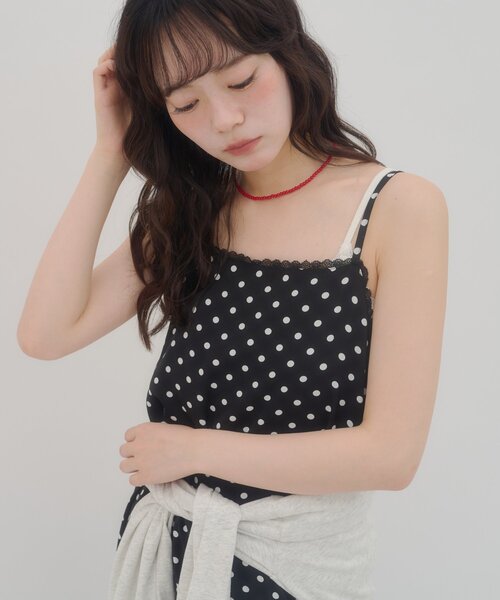 DISCOAT(ディスコート)の「【umm.】ポルカドットスリットキャミワンピース(ワンピース・レディース・ブラック/オフホワイト・FREE)」の18枚目の写真