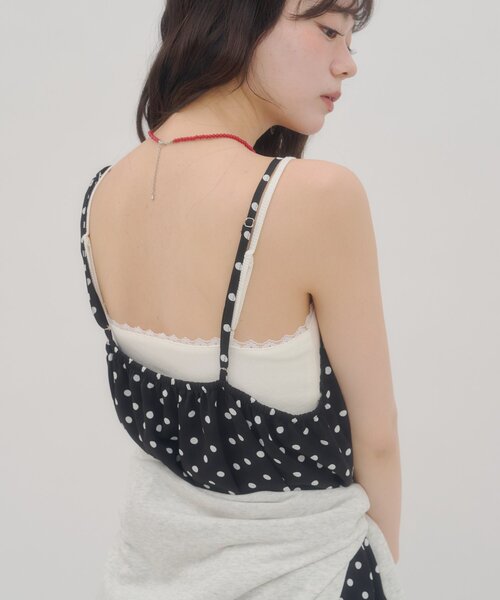 DISCOAT(ディスコート)の「【umm.】ポルカドットスリットキャミワンピース(ワンピース・レディース・ブラック/オフホワイト・FREE)」の19枚目の写真