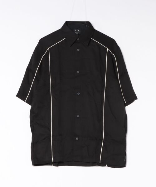 ARMANI EXCHANGE(アルマーニエクスチェンジ)の「【ARMANI EXCHANGE】 パイピングハーフスリーブシャツ(シャツ/ブラウス・メンズ・ブラック・1/2)」の1枚目の写真