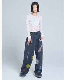 Little sunny bite（リトルサニーバイト）の「little sunny bite x Paula Grenouille doodle denim pants（デニムパンツ）」