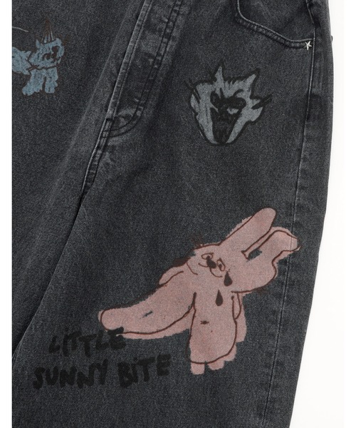 Little sunny bite(リトルサニーバイト)の「little sunny bite x Paula Grenouille doodle denim pants(デニムパンツ・レディース・ブラック/インディゴブルー/ライトインディゴブルー・MEDIUM/SMALL)」の11枚目の写真