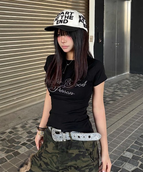 WESTSEA(ウエストシー)の「ラインストーン ロゴ コンパクトTシャツ 半袖(Tシャツ/カットソー・レディース・ブラック/ホワイト・M)」の9枚目の写真