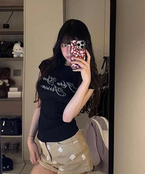 WESTSEA(ウエストシー)の「ラインストーン ロゴ コンパクトTシャツ 半袖(Tシャツ/カットソー・レディース・ブラック/ホワイト・M)」の11枚目の写真