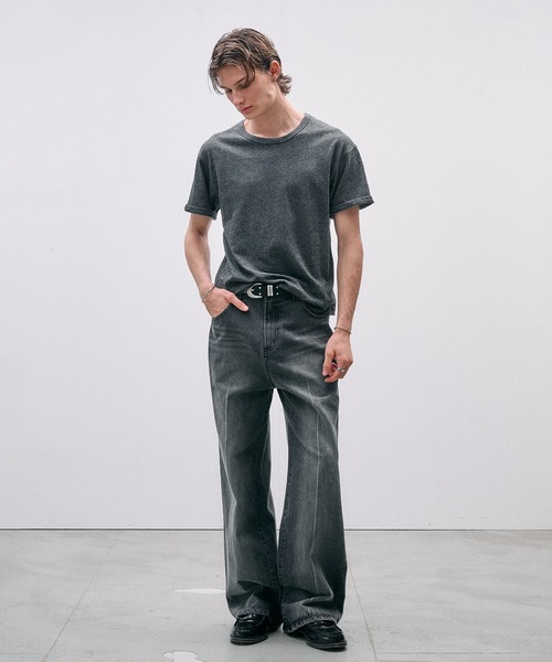 Adoon plain(アドーンプレーン)の「CENTER LINE STRAIGHT DENIM / センターラインストレートデニムパンツ(デニムパンツ・メンズ・ライトブルー/ブラック・SMALL/MEDIUM/LARGE)」の4枚目の写真