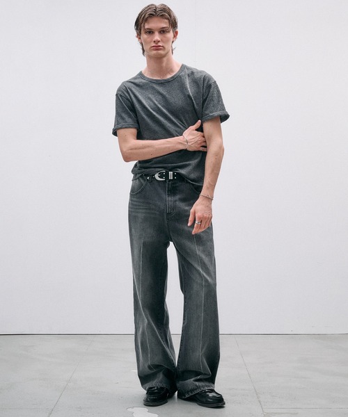Adoon plain(アドーンプレーン)の「CENTER LINE STRAIGHT DENIM / センターラインストレートデニムパンツ(デニムパンツ・メンズ・ライトブルー/ブラック・SMALL/MEDIUM/LARGE)」の21枚目の写真