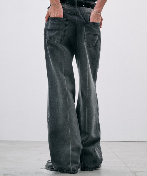 Adoon plain(アドーンプレーン)の「CENTER LINE STRAIGHT DENIM / センターラインストレートデニムパンツ(デニムパンツ・メンズ・ライトブルー/ブラック・SMALL/MEDIUM/LARGE)」の7枚目の写真