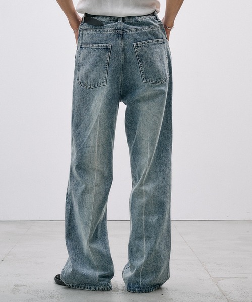 Adoon plain(アドーンプレーン)の「CENTER LINE STRAIGHT DENIM / センターラインストレートデニムパンツ(デニムパンツ・メンズ・ライトブルー/ブラック・SMALL/MEDIUM/LARGE)」の14枚目の写真