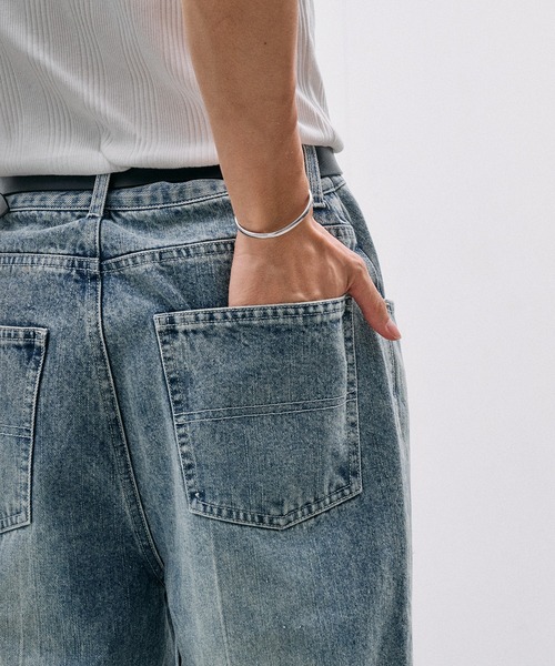 Adoon plain(アドーンプレーン)の「CENTER LINE STRAIGHT DENIM / センターラインストレートデニムパンツ(デニムパンツ・メンズ・ライトブルー/ブラック・SMALL/MEDIUM/LARGE)」の19枚目の写真