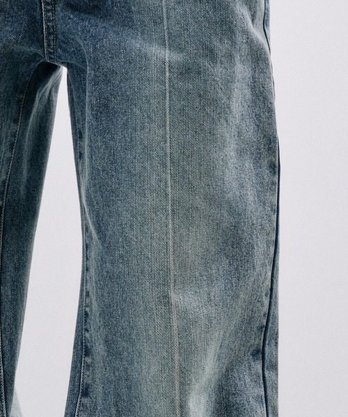 Adoon plain(アドーンプレーン)の「CENTER LINE STRAIGHT DENIM / センターラインストレートデニムパンツ(デニムパンツ・メンズ・ライトブルー/ブラック・SMALL/MEDIUM/LARGE)」の20枚目の写真
