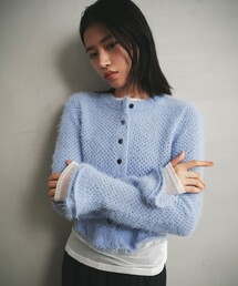 EMMEL REFINES（エメルリファインズ）の「＜EMMEL REFINES＞EM フェザーメッシュ フリル カーディガン（カーディガン/ボレロ・レディース）」