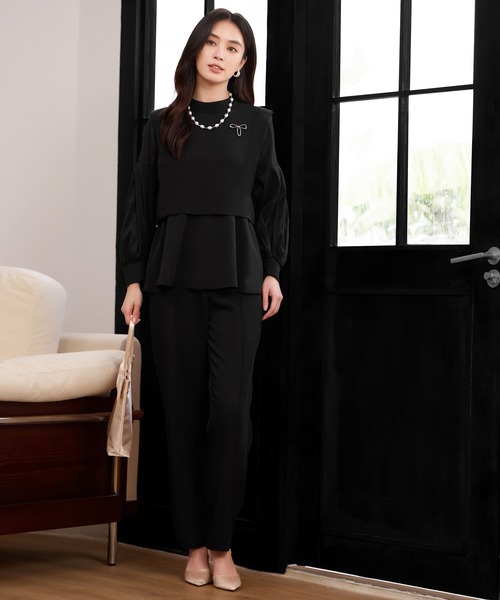 DRESS PLUS(ドレスプラス)の「ペプラムパンツセットアップ パーティースーツ(パンツドレス・レディース・ブラック/ネイビー/カーキ・M/L/XL)」の2枚目の写真
