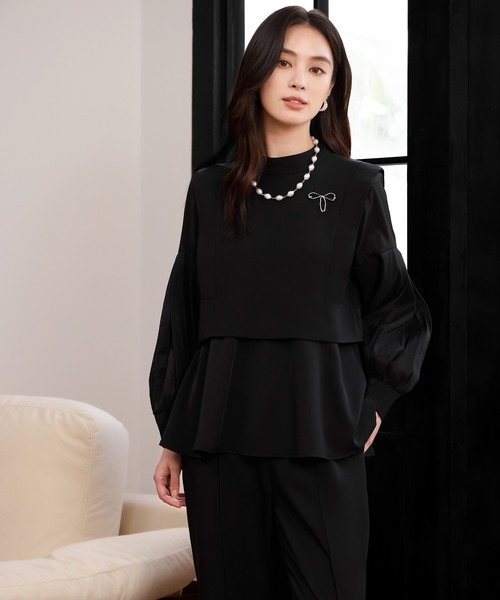 DRESS PLUS(ドレスプラス)の「ペプラムパンツセットアップ パーティースーツ(パンツドレス・レディース・ブラック/ネイビー/カーキ・M/L/XL)」の4枚目の写真
