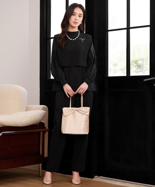 DRESS PLUS(ドレスプラス)の「ペプラムパンツセットアップ パーティースーツ(パンツドレス・レディース・ブラック/ネイビー/カーキ・M/L/XL)」の5枚目の写真