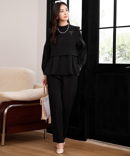 DRESS PLUS(ドレスプラス)の「ペプラムパンツセットアップ パーティースーツ(パンツドレス・レディース・ブラック/ネイビー/カーキ・M/L/XL)」の7枚目の写真