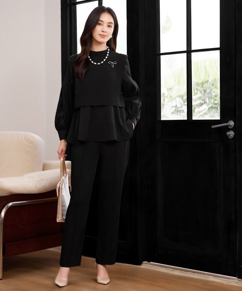 DRESS PLUS(ドレスプラス)の「ペプラムパンツセットアップ パーティースーツ(パンツドレス・レディース・ブラック/ネイビー/カーキ・M/L/XL)」の8枚目の写真