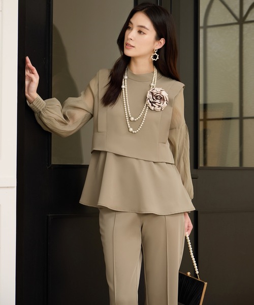 DRESS PLUS(ドレスプラス)の「ペプラムパンツセットアップ パーティースーツ(パンツドレス・レディース・ブラック/ネイビー/カーキ・M/L/XL)」の17枚目の写真