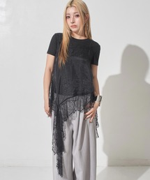 シフォンレースキャミ&フレンチスリーブTセット