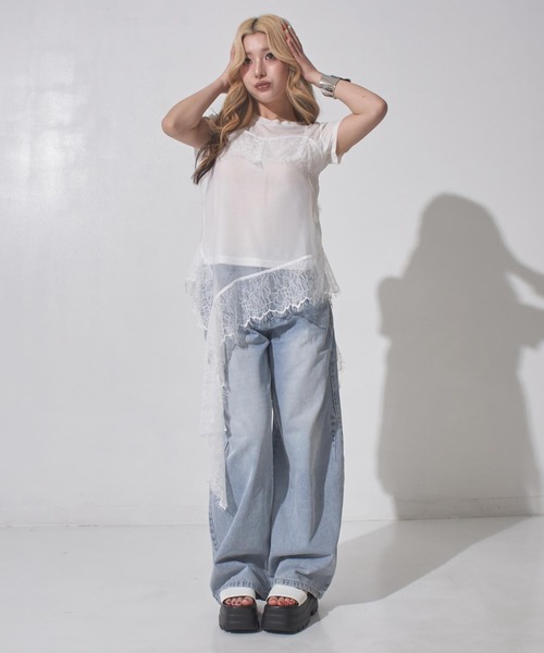 ANAP（アナップ）の「シフォンレースキャミ＆フレンチスリーブＴセット（アンサンブル・レディース・ブラック/ホワイト・F）」の21枚目の写真