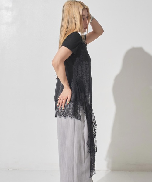 ANAP（アナップ）の「シフォンレースキャミ＆フレンチスリーブＴセット（アンサンブル・レディース・ブラック/ホワイト・F）」の5枚目の写真