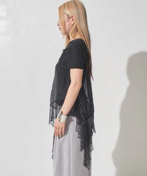 ANAP（アナップ）の「シフォンレースキャミ＆フレンチスリーブＴセット（アンサンブル・レディース・ブラック/ホワイト・F）」の6枚目の写真