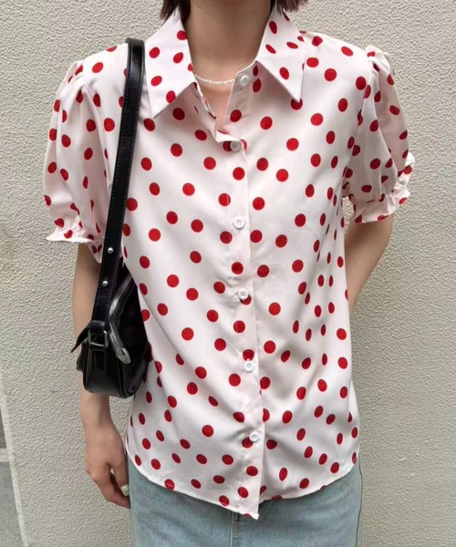 mebole(メボレ)の「Red polka dot shirt(シャツ/ブラウス・レディース・ホワイト/ピンク・FREE)」の10枚目の写真