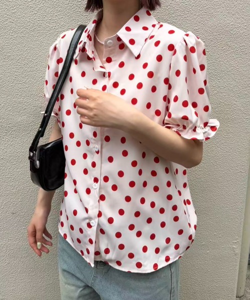 mebole(メボレ)の「Red polka dot shirt(シャツ/ブラウス・レディース・ホワイト/ピンク・FREE)」の11枚目の写真
