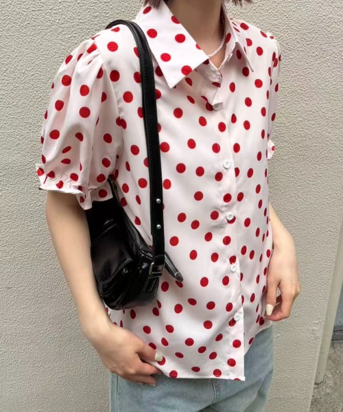mebole(メボレ)の「Red polka dot shirt(シャツ/ブラウス・レディース・ホワイト/ピンク・FREE)」の13枚目の写真