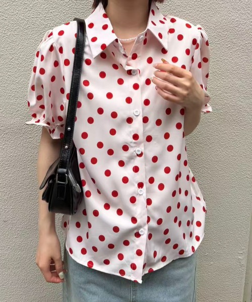 mebole(メボレ)の「Red polka dot shirt(シャツ/ブラウス・レディース・ホワイト/ピンク・FREE)」の14枚目の写真