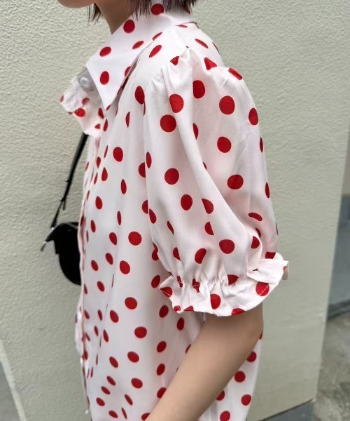 mebole(メボレ)の「Red polka dot shirt(シャツ/ブラウス・レディース・ホワイト/ピンク・FREE)」の15枚目の写真