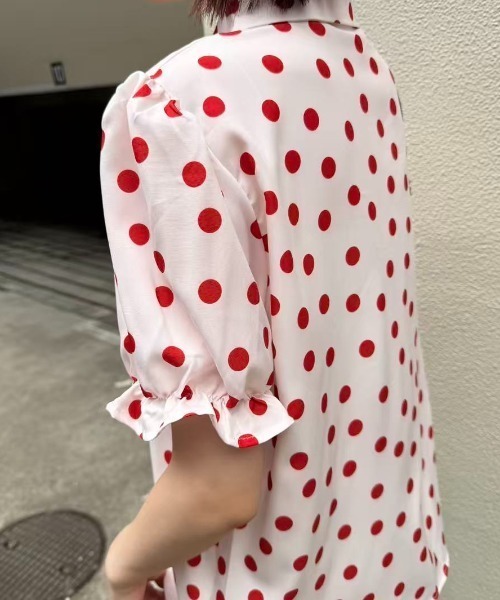 mebole(メボレ)の「Red polka dot shirt(シャツ/ブラウス・レディース・ホワイト/ピンク・FREE)」の16枚目の写真