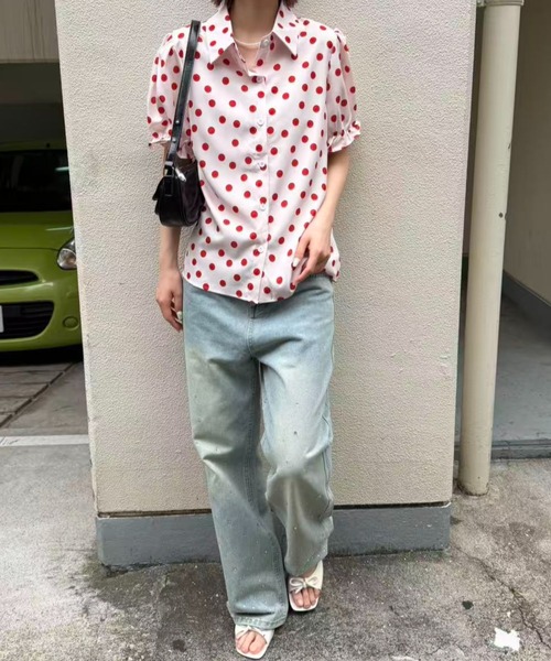 mebole(メボレ)の「Red polka dot shirt(シャツ/ブラウス・レディース・ホワイト/ピンク・FREE)」の19枚目の写真