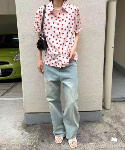 mebole(メボレ)の「Red polka dot shirt(シャツ/ブラウス・レディース・ホワイト/ピンク・FREE)」の20枚目の写真
