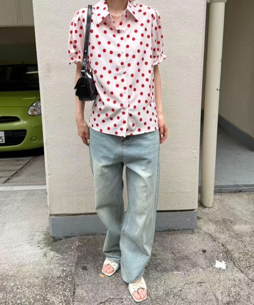 mebole(メボレ)の「Red polka dot shirt(シャツ/ブラウス・レディース・ホワイト/ピンク・FREE)」の21枚目の写真