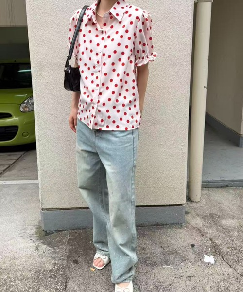 mebole(メボレ)の「Red polka dot shirt(シャツ/ブラウス・レディース・ホワイト/ピンク・FREE)」の22枚目の写真