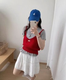 クロップ V ネックニットベスト